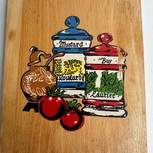 Vintage Nevco Hanging  Wooden Cutting Board Spices Cottagecore MCM